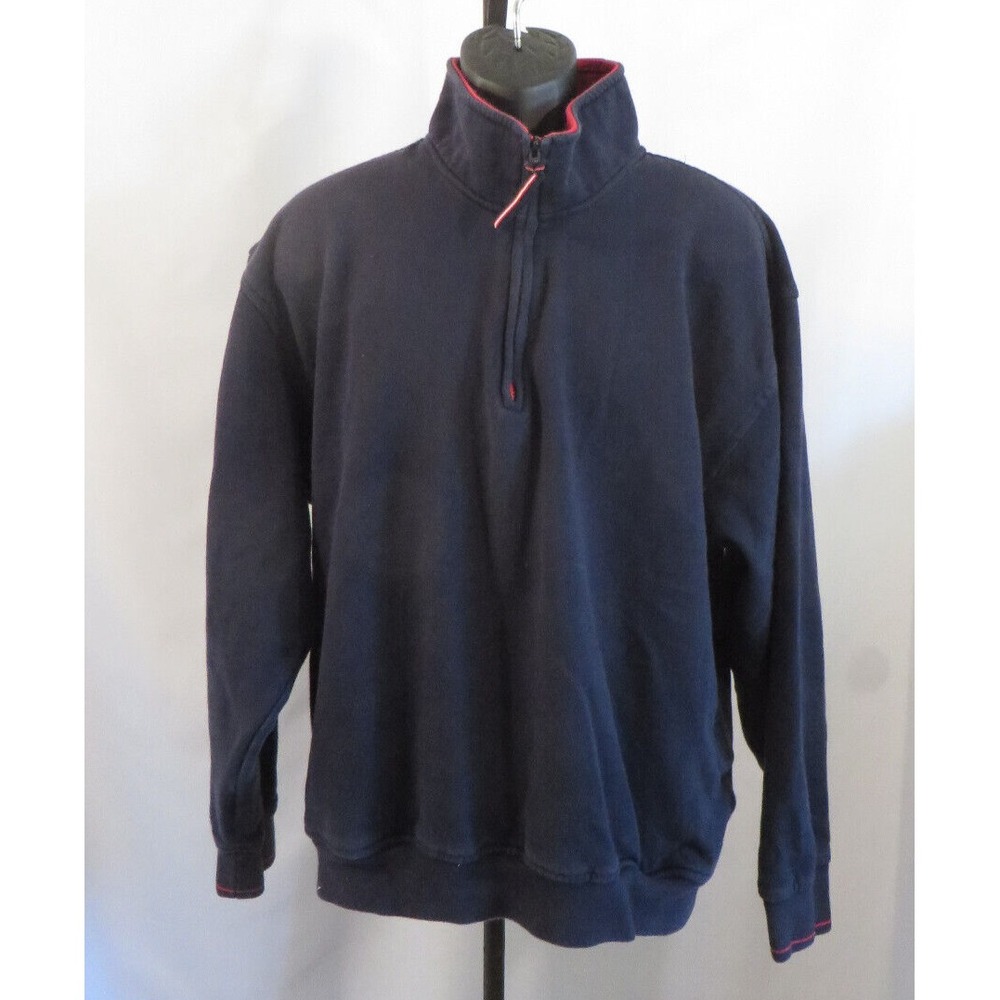 Tommy Hilfiger 1/4 Zip Pullover Sweatshirt Warmup Outside Pockets BlueSize XXL